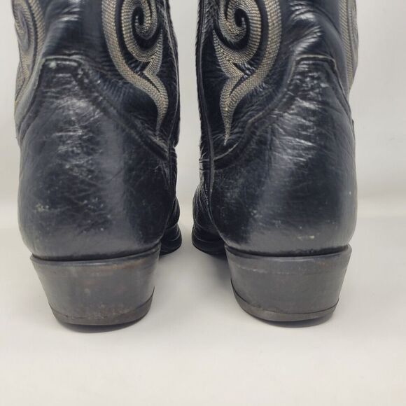 Tony Lama Boots Mens 8.5D Black Leather Western Cowboy Rodeo Embroidered 8410 - Picture 8 of 11